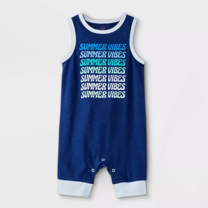 Baby Boys' Summer Vibes Romper - Cat & Jack™ Navy | Target