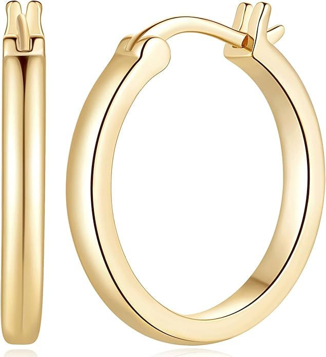 Gold Hoop Earrings 14K Gold Hoop Earrings for Women Lightweight Hoop Earring for Womens Earring H... | Amazon (US)
