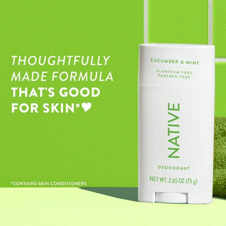 Native Deodorant, Aluminum Free, Cucumber & Mint, for Women and Men, 2.65 oz - Walmart.com | Walmart (US)