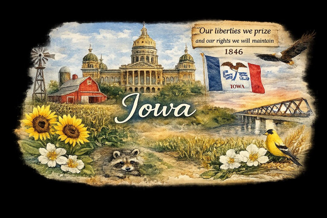 Iowa Watercolor PNG | America 250th Birthday | Hawkeye State Patriotic Sublimation Design | Midwe... | Etsy (Global)