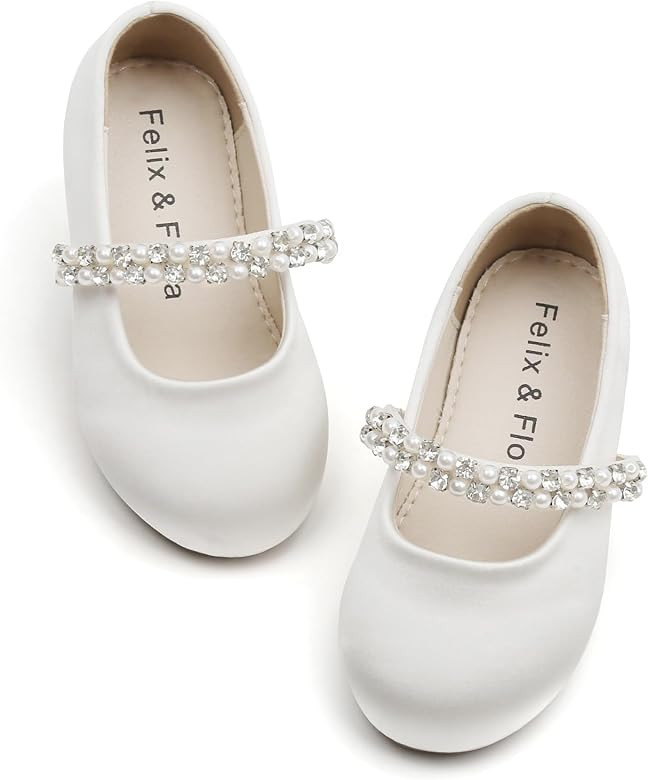 Felix & Flora Girls Toddler Little Ballet Shoes - Flower Girls Mary Jane Flats Dress Shoes Party ... | Amazon (US)