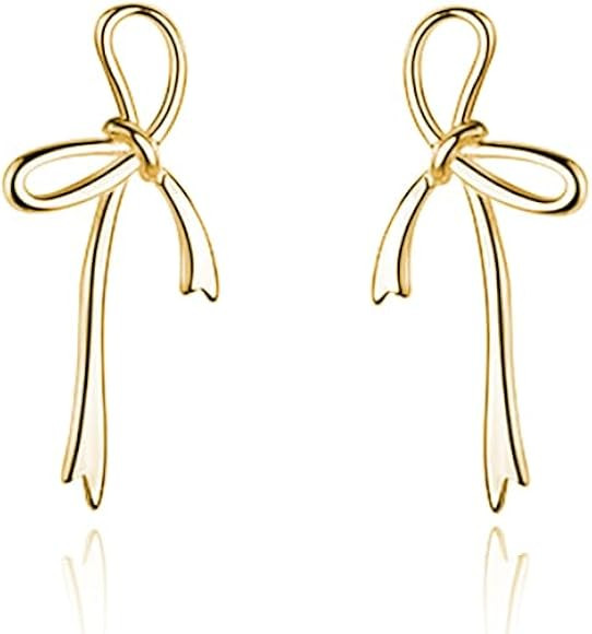 Reffeer Solid 925 Sterling Silver Bow Stud Earrings for Women Girls Bowknot Stud Earrings Drops | Amazon (US)