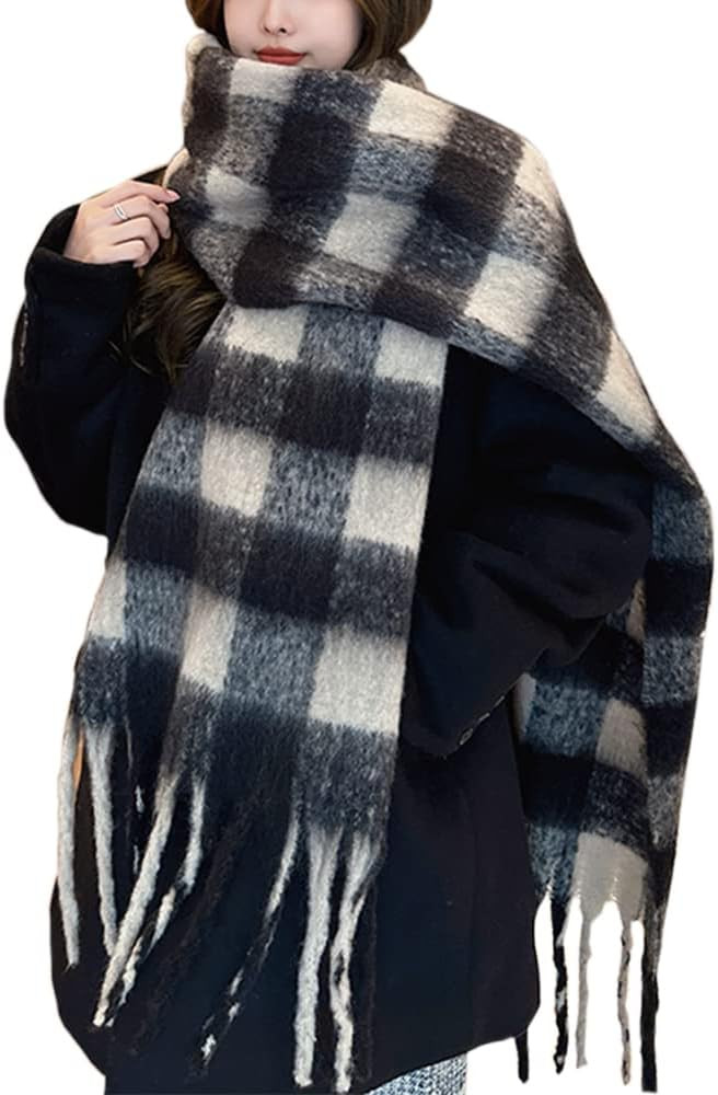 Large Chunky Plaid Scarf Winter Women Oversized Blanket Scarves Colorful Big Cashmere Thick Warm ... | Amazon (US)