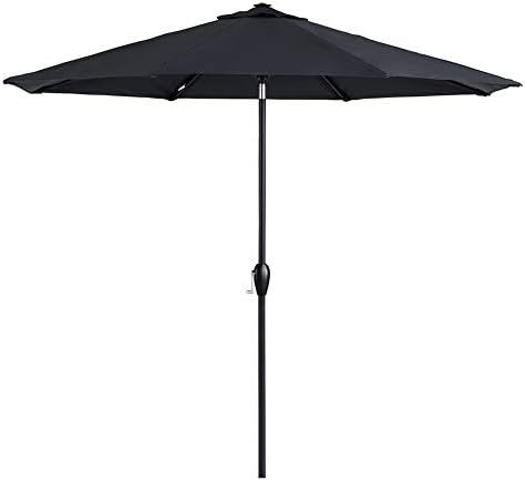 Tempera 9ft Auto-Tilt Patio Umbrella Outdoor Market Table Umbrella with 8 Sturdy Ribs, Dark Grey/... | Amazon (US)