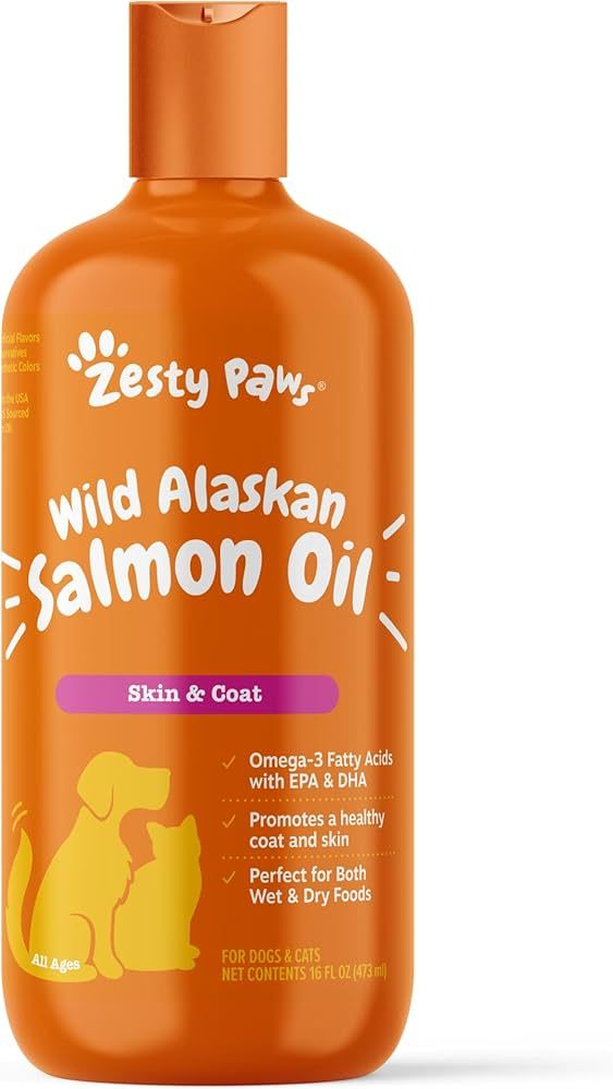 Pure Wild Alaskan Salmon Oil for Dogs & Cats - Omega 3 Skin & Coat Support - Liquid Food Suppleme... | Amazon (US)