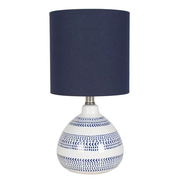 Mainstays Blue and White Ceramic 16" Grab N Go Table Lamp | Walmart (US)