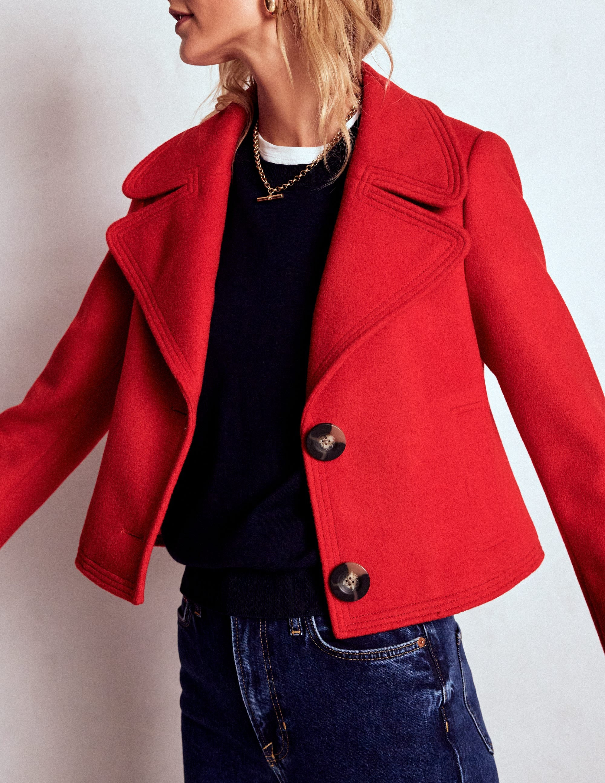 Topstitch Jacket-Poppy Red | Boden (US)