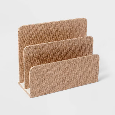 Woven 2-Slot Letter Sorter Taupe - Threshold™: Mail & Desk Organizer, Office Supplies, | Target
