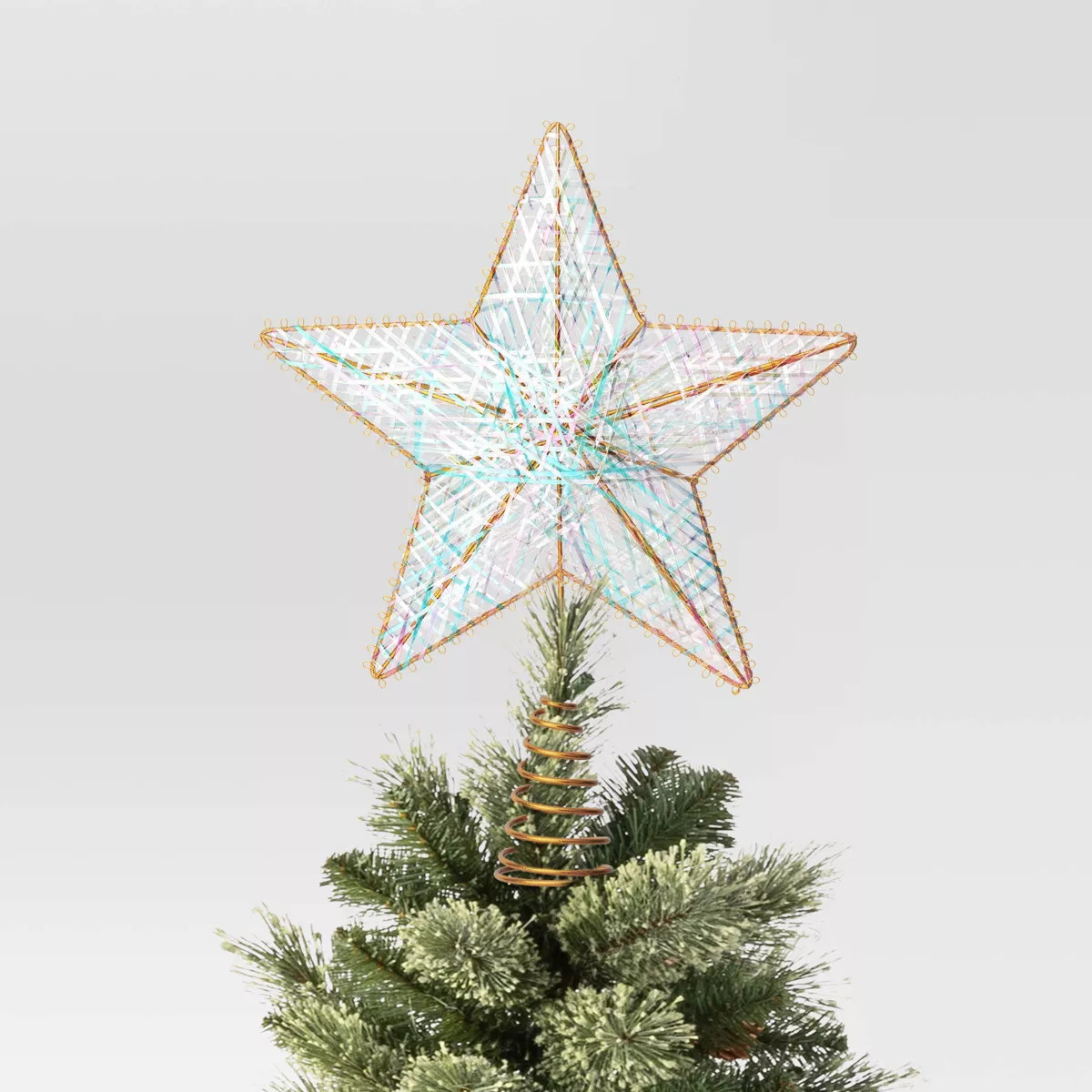 11" Unlit Gold Metal Iridescent Wrap 5 Point Star Double Sided Christmas Tree Topper - Wondershop... | Target
