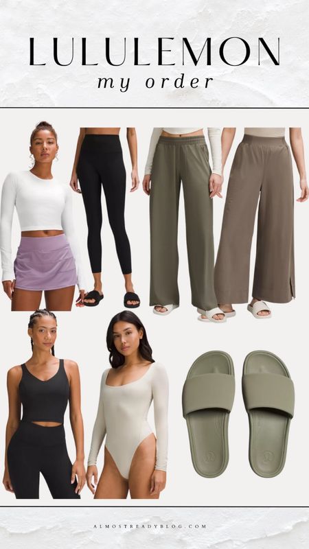 Lululemon my order, wide leg pants, silde sandals, leggings

#LTKfindsunder50 #LTKfindsunder100