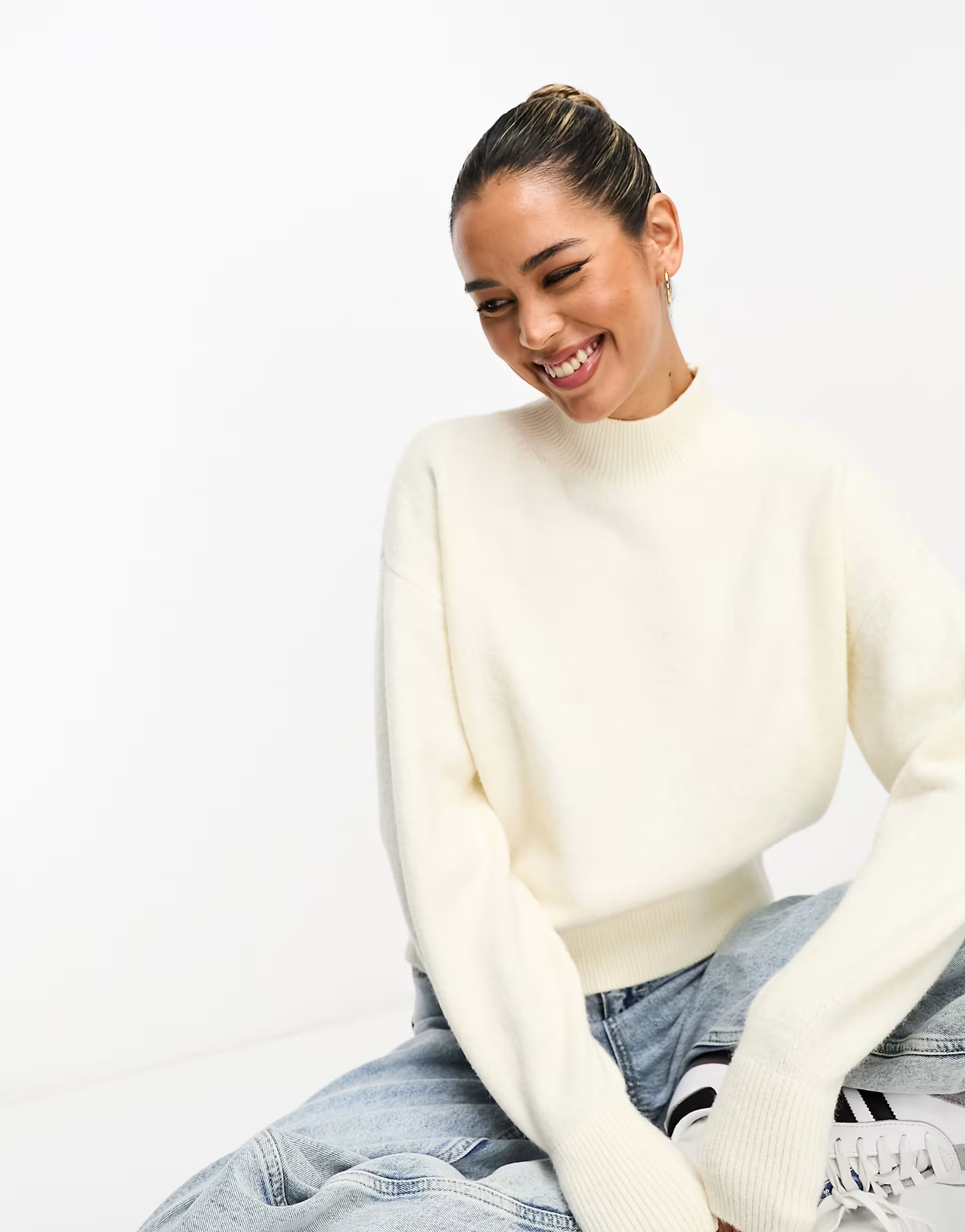 & Other Stories mock neck jumper in off-white | ASOS (Global)