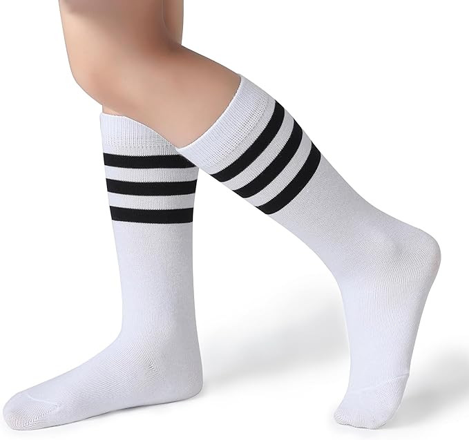 Pareberry Boys Girls Over the Calf Striped Tube Socks Cotton Soft Retro Athletics Socks for Kids ... | Amazon (US)