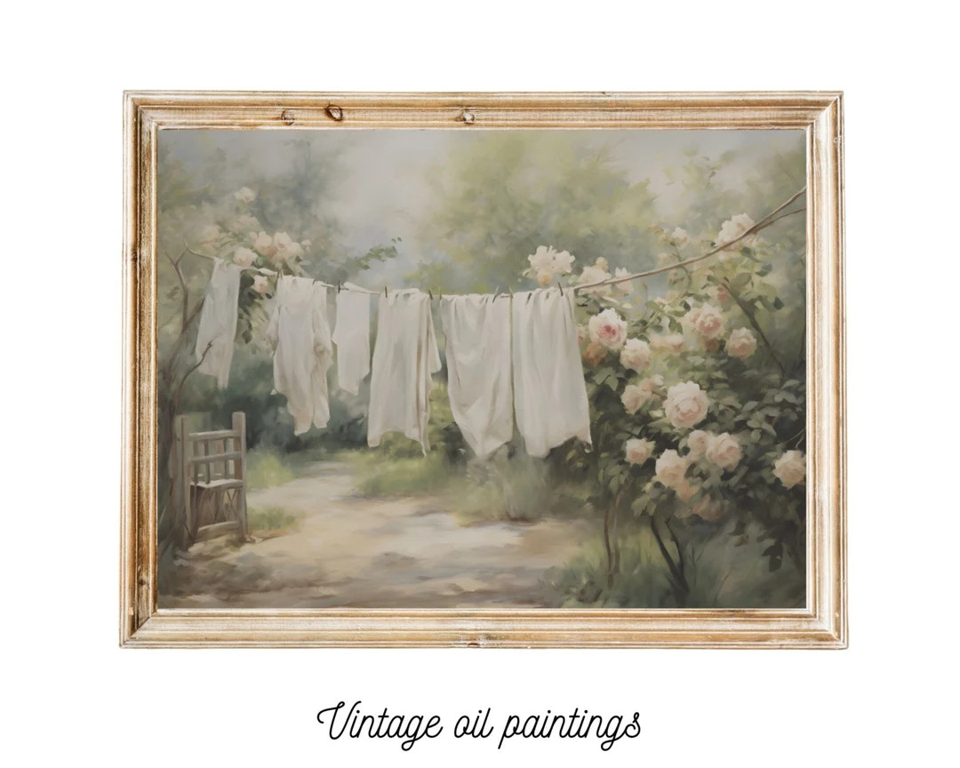 Vintage Laundry Art Print Laundry Oil Painting Print Laundry Art INSTANT DOWNLOAD Art Print for L... | Etsy (US)