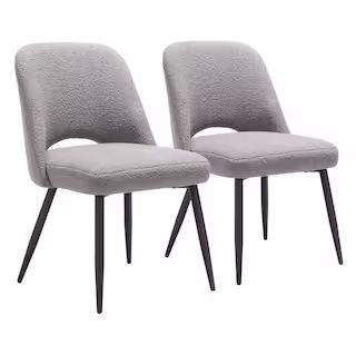 Teddy Gray 100% Polyester Dining Chair Set (Set of 2) | The Home Depot