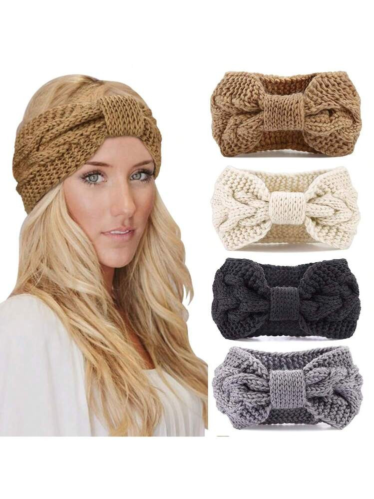 Knit Crochet Headband For Women Ear Warmer Soft Turban Stretch Headbands Warmer Winter Running Fa... | SHEIN