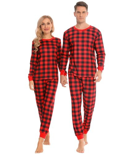 SWOMOG Womens Matching Family Pajama Sets Christmas Couple Long Sleeve PJ's Holiday 2 PCS Sleepwear Set Household Long Pants | Amazon (US)