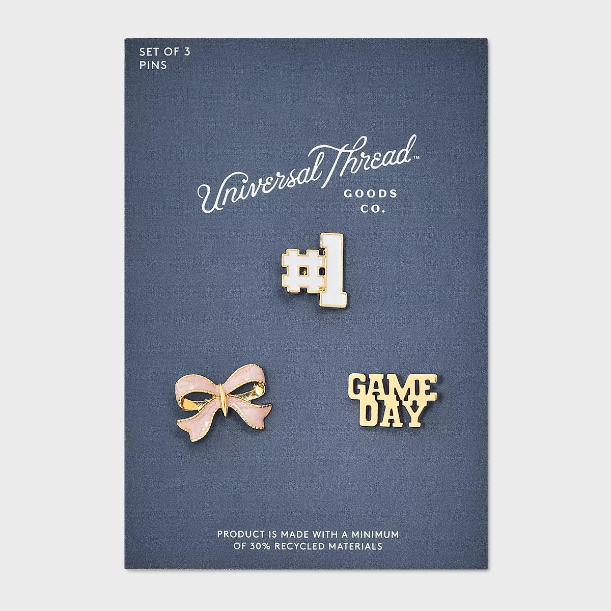 Game Day Bow Pin Set 3pc - Universal Thread™ Gold/Pink/White | Target