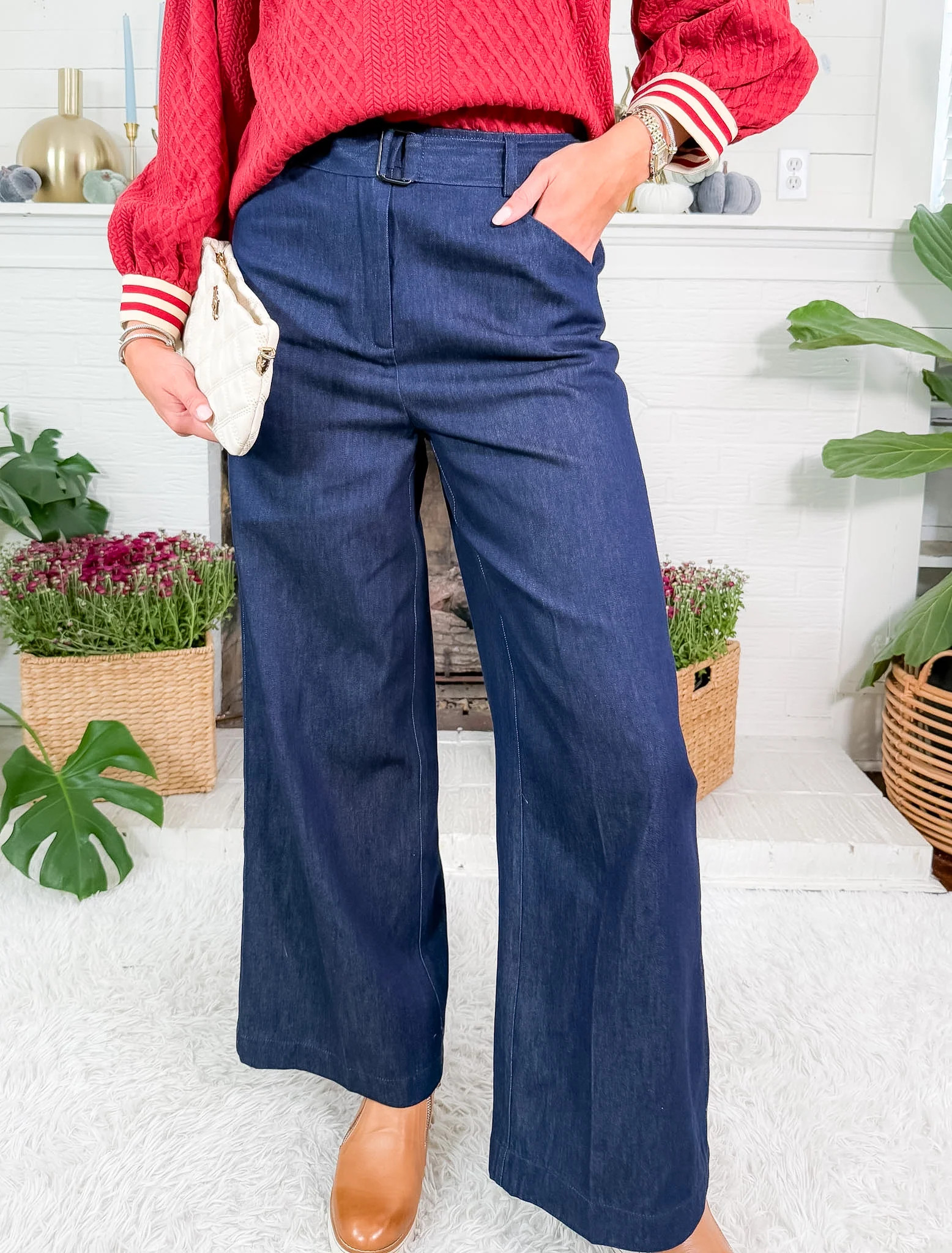 Danielle Dark Blue Denim Pants Lucy Paris | Clover and Bee | Clover + Bee