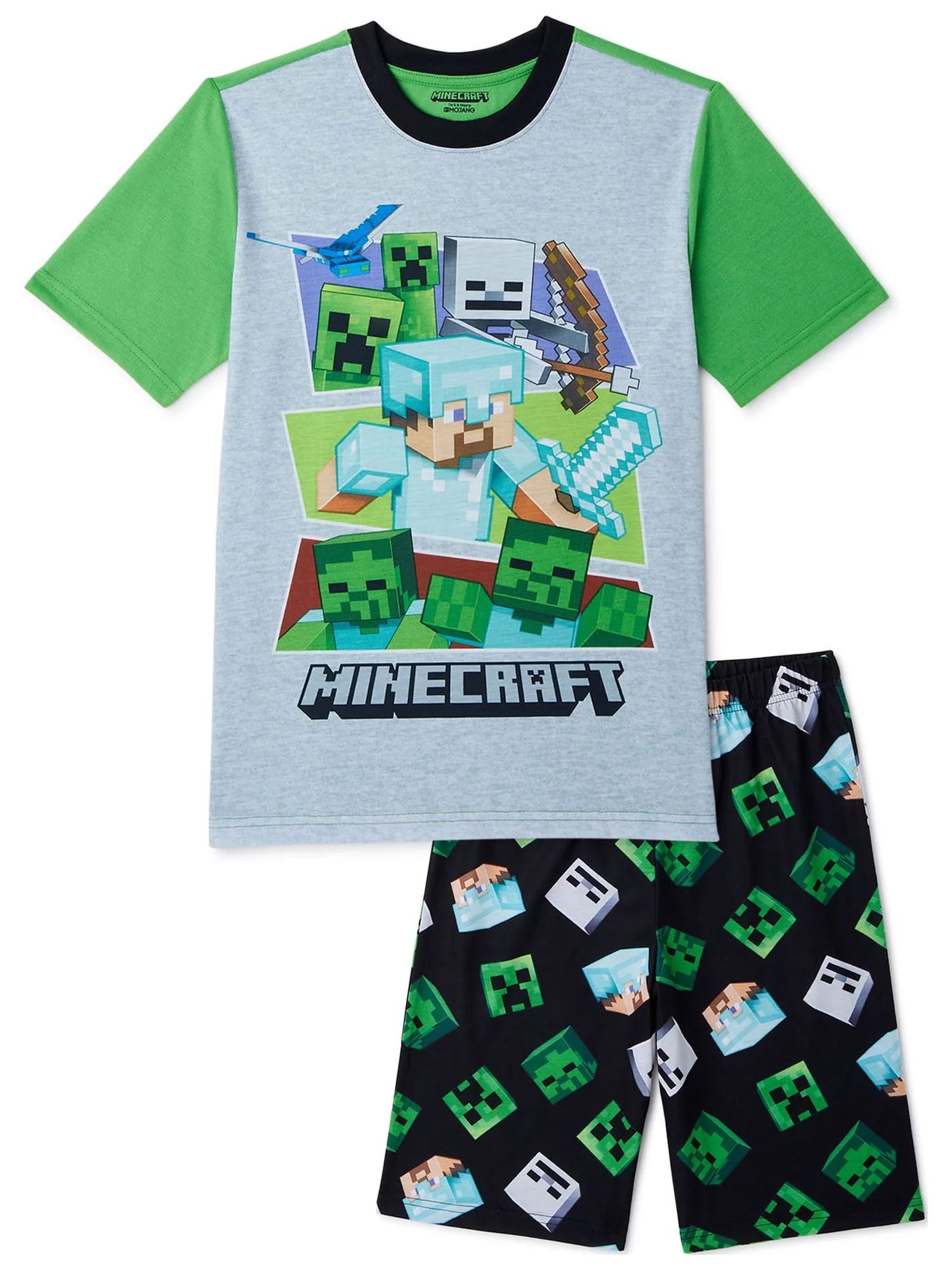 Minecraft Exclusive Boys 2-Piece Pajama Set, Sizes 4-12 | Walmart (US)