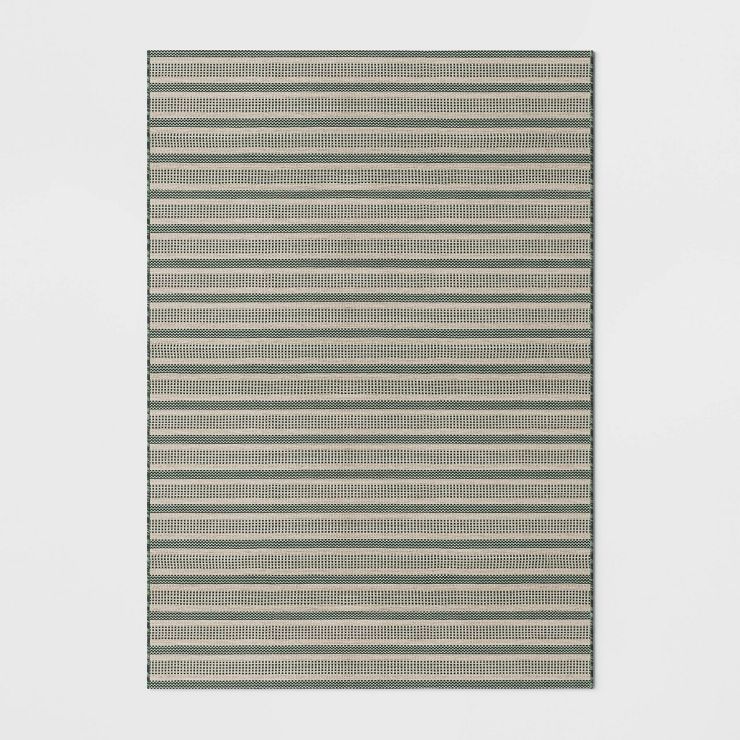 Powerloom Stripe Outdoor Rug Sage/Charcoal Gray - Threshold™ designed with Studio McGee | Target