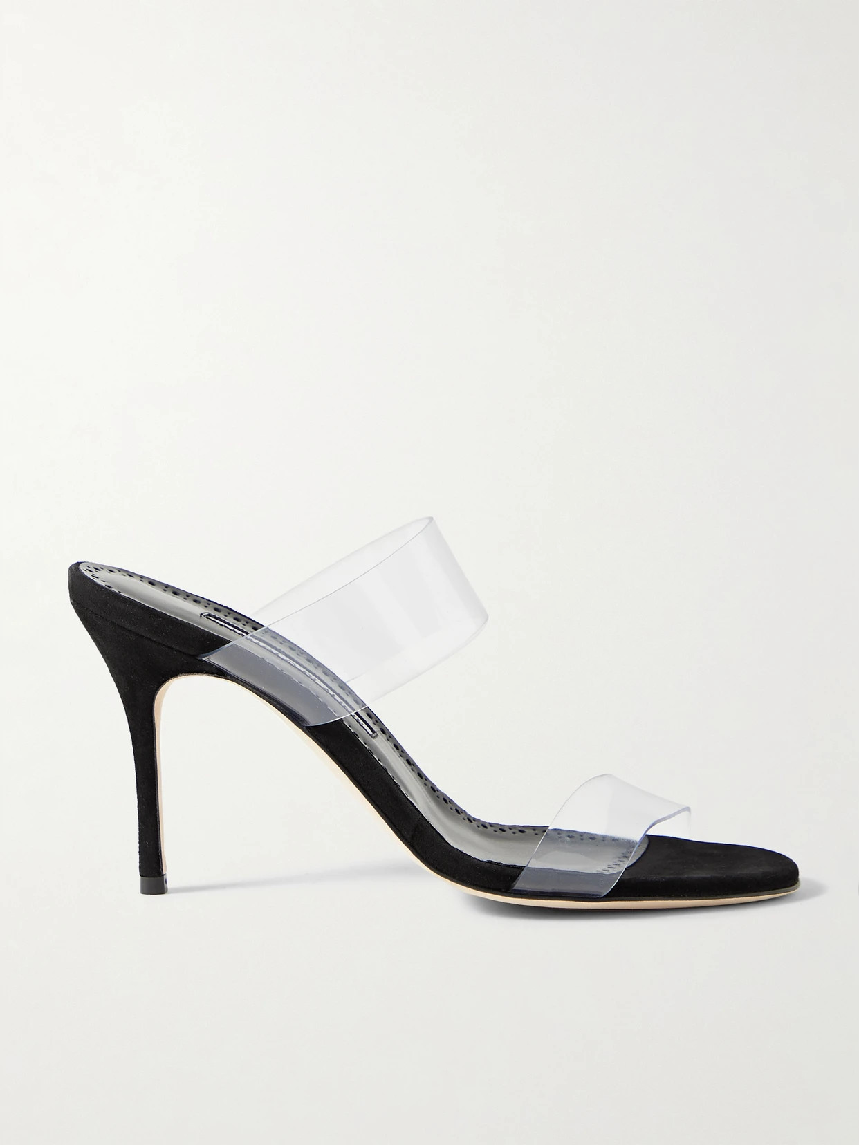 Manolo Blahnik - Scolto 90 Pvc Mules - Black | NET-A-PORTER (US)