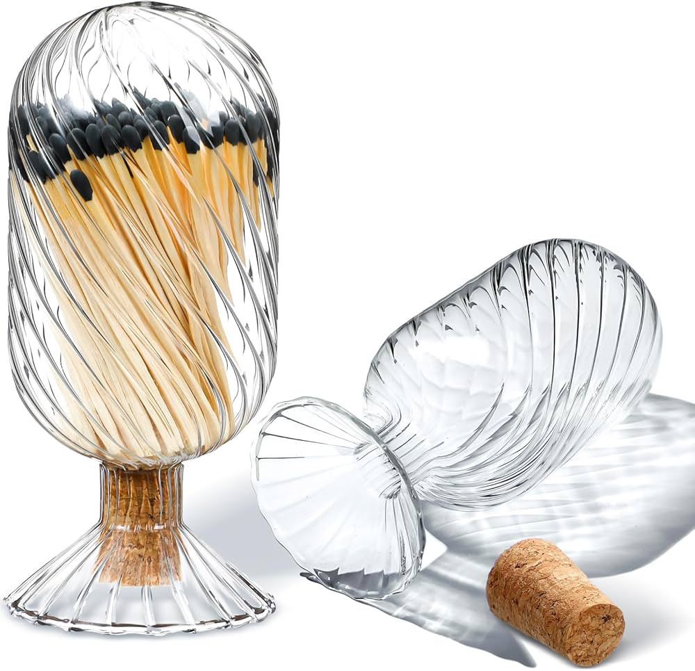 Helix Shaped Glass Matches Cloche Decorative Glass Matches Cloche for 4 Inch Candle Matches Trend... | Amazon (US)