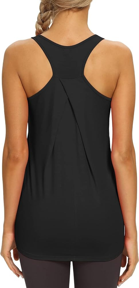 Mippo Womens Long Workout Tops Racerback Athletic Yoga Gym Tank Top Sports Tennis Shirt | Amazon (US)