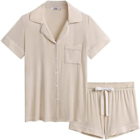 Joyaria Womens Cooling Bambo Viscose Pajamas Short Sleeve Button Down Pj Shorts Set Ultra Soft Su... | Amazon (US)
