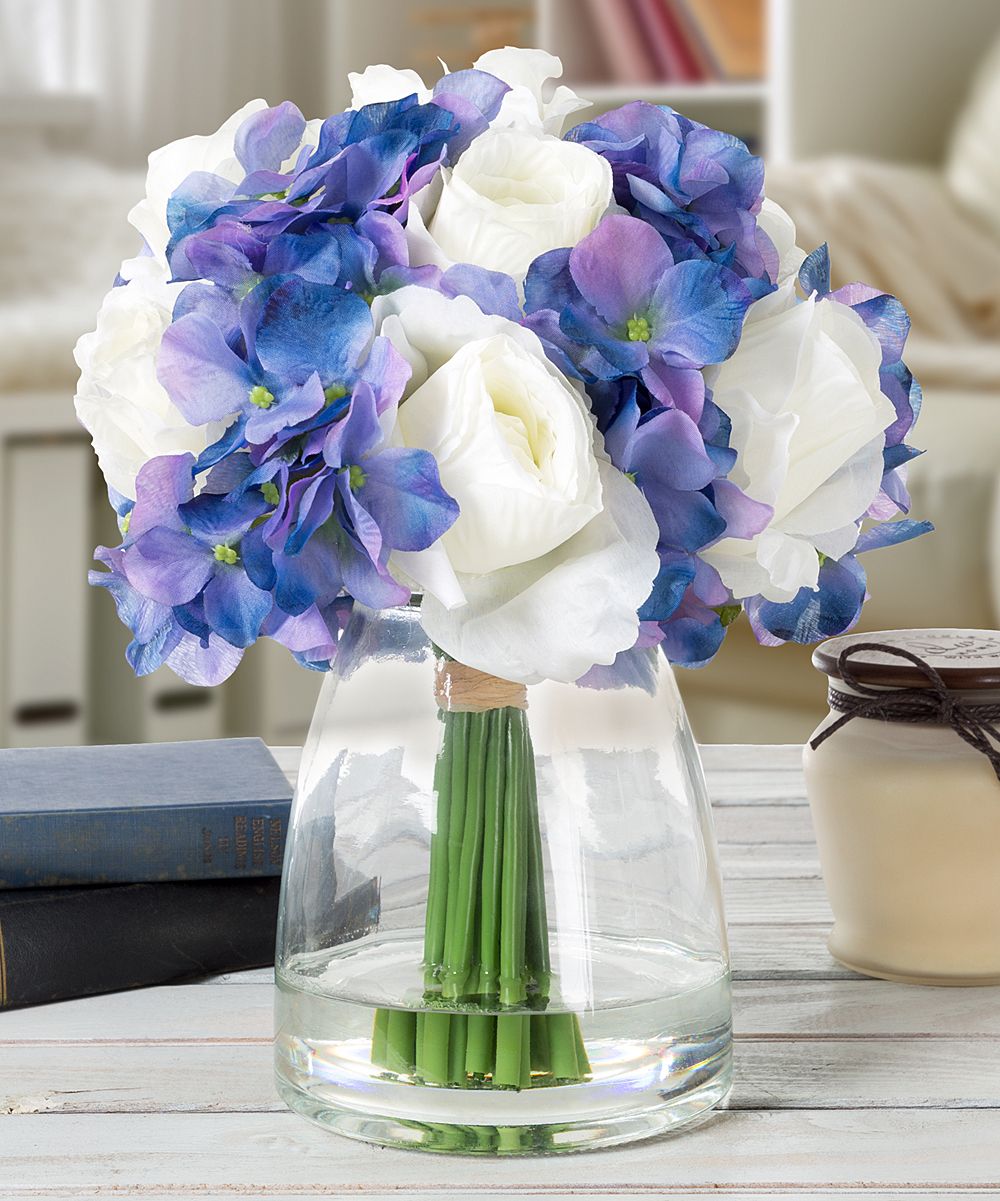 Blue Hydrangea & Rose Floral Arrangement | zulily