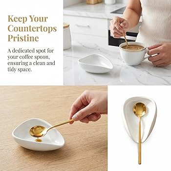 Coffee Spoon Rest, Small Ceramic Coffee Spoon Holder for Coffee Bar, White Mini Spoon Rest for Co... | Amazon (US)
