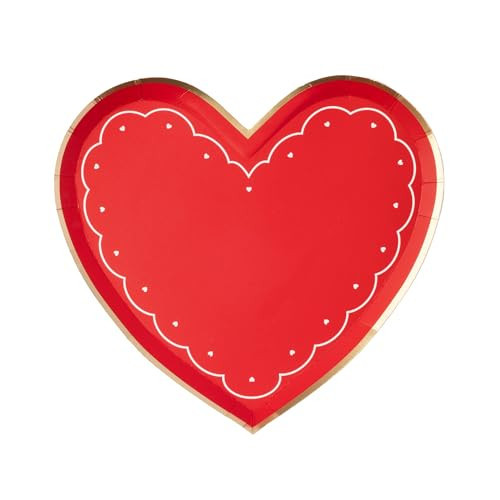 Bonjour Fête Elegant Valentine Paper Party Heart Plates | Disposable Small Plates for Valentine’s Day, Romantic Events & Sweet Celebrations | Premium Party Supplies | Pack of 8, 8.3" x 7.75" | Amazon (US)