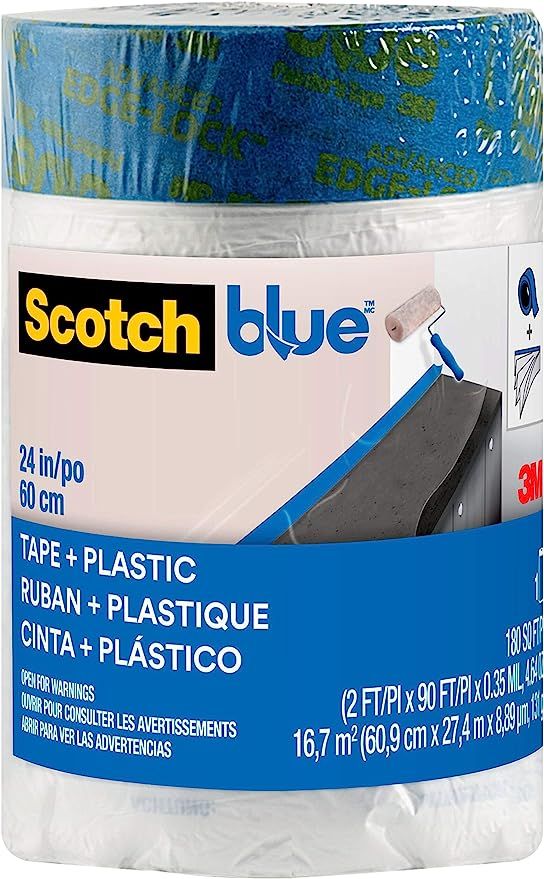 ScotchBlue Pre-taped Painter's Plastic, Unfolds to 24 inches by 30 yards, PT2093EL-24 | Amazon (US)