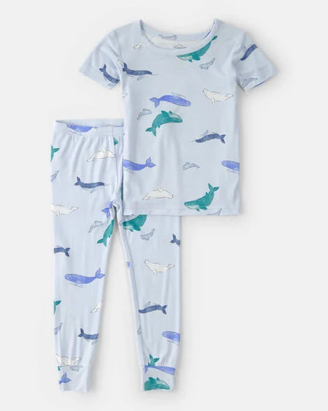 Toddler Boy Whale PurelySoft Short-Sleeve Snug Fit 2-Piece Pajama Set - Blue | Carter's Inc