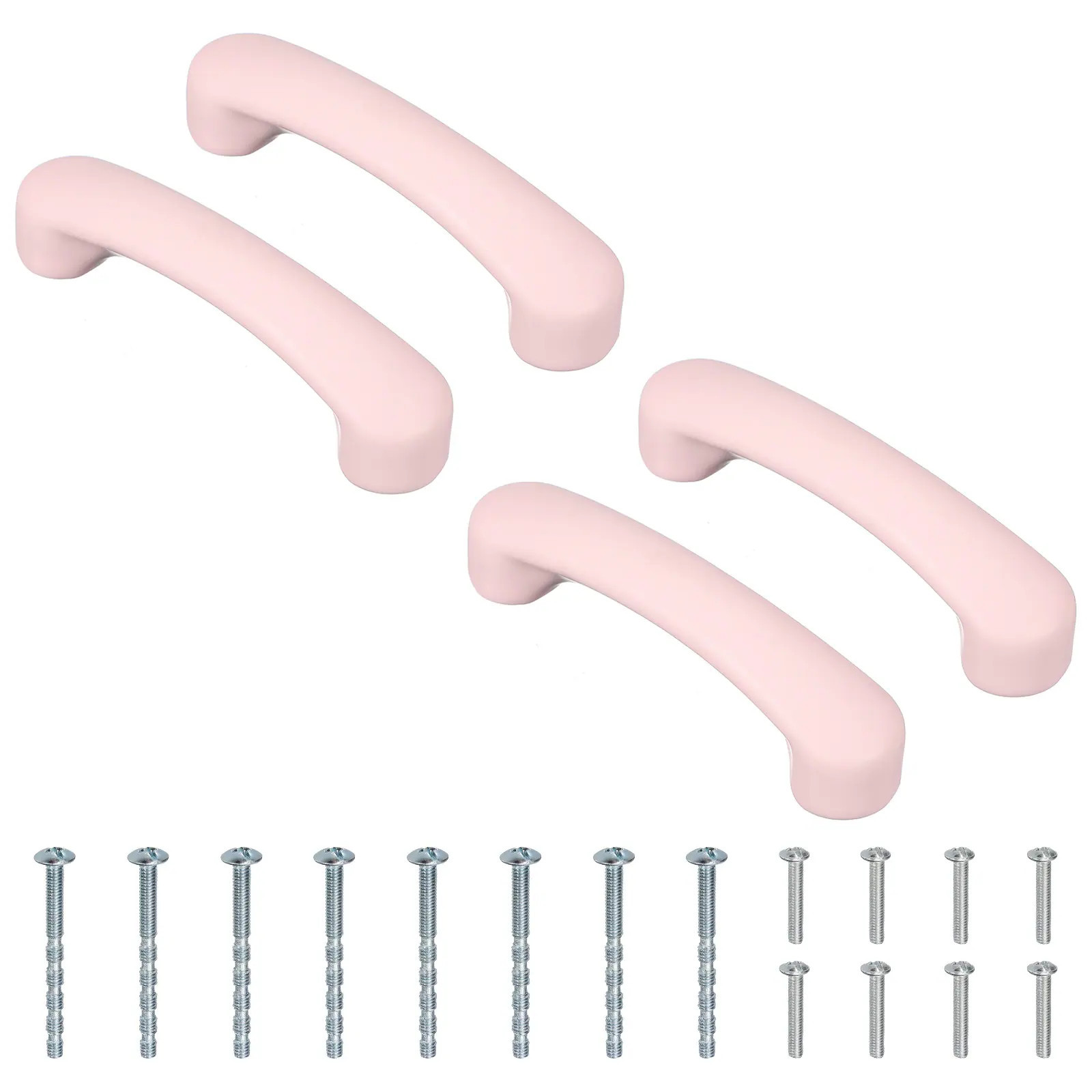 Unique Bargains 4pcs Pink Ceramic Cabinet Handles Arch Shaped Drawer Pulls 4.5 x 1 x 1.2 Inch Cute Kitchen Cabinet Handles Hardware for Kitchen | Lowe's