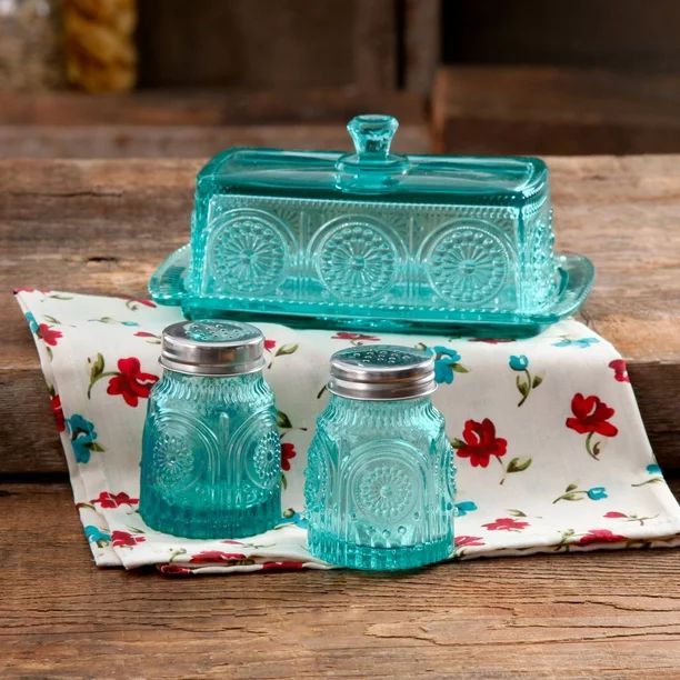 The Pioneer Woman Adeline Glass Butter Dish with Salt And Pepper Shaker Set | Walmart (US)