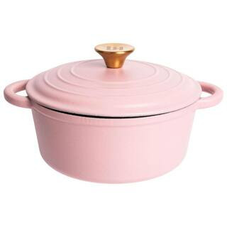 2.8 qt. Round Cast Iron Dutch Oven in Matte Pink with Lid | The Home Depot