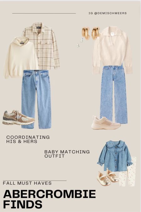 Neutral fall family coordinated outfit. This denim and beige outfit is so cute for the family this fall. These are must have jeans and must have Nike sneakers and the sweater is so cozy.

#LTKstyletip #LTKfamily #LTKbaby