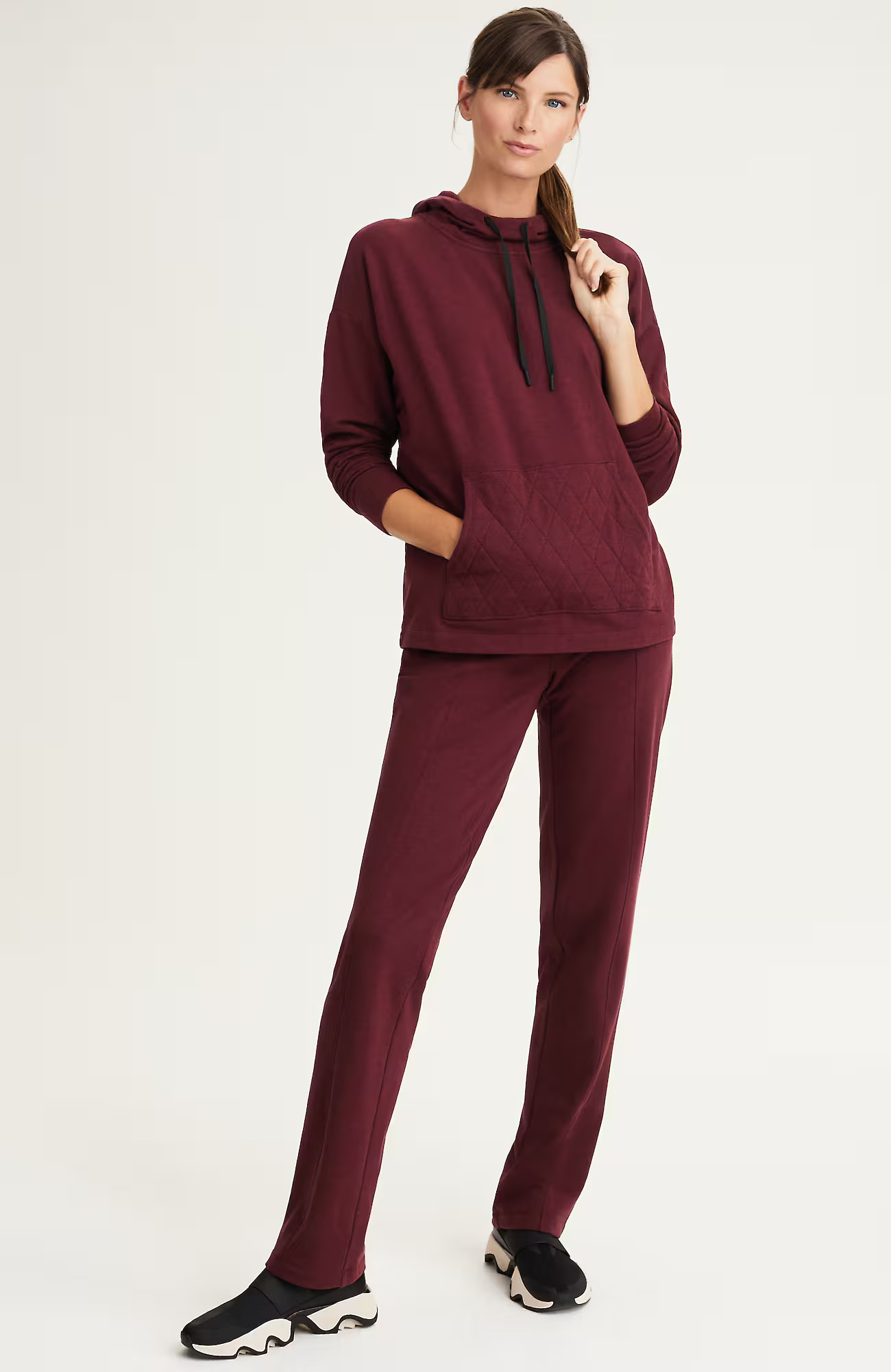 Women's Plus Size Fit Fleece Straight-Leg Pants (Bordeux Heather) (Size: 2X) J. Jill | J. Jill