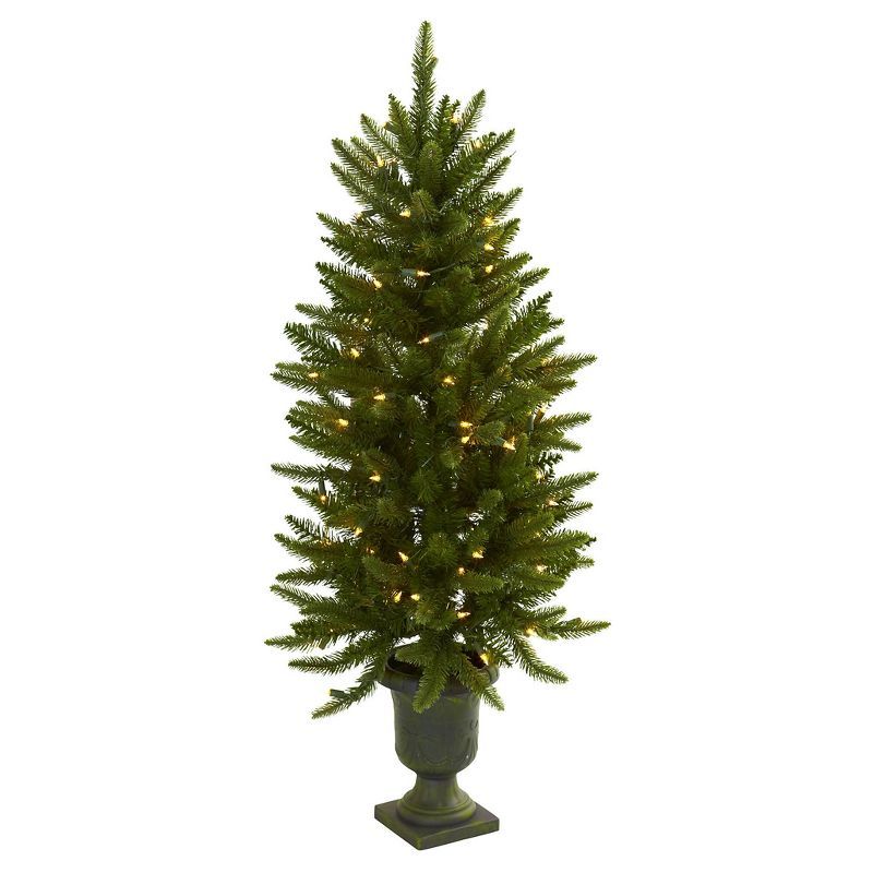 4ft Slim Christmas Tree with Urn & Clear LED Lights - Nearly Natural | Target