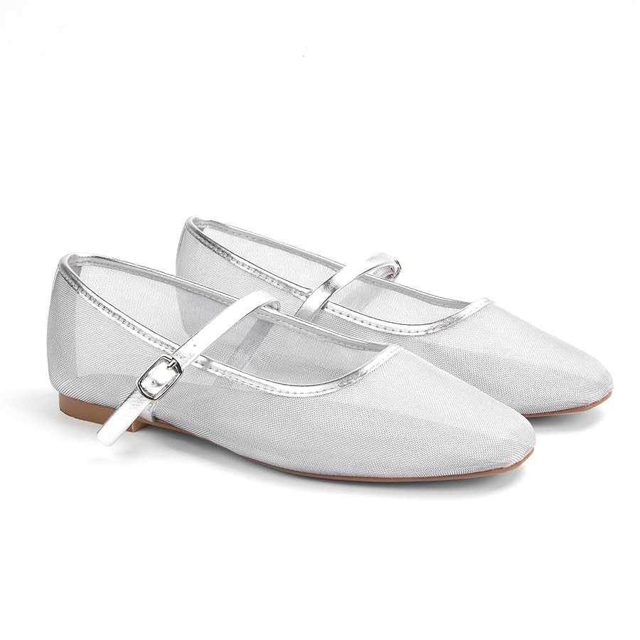 Mesh Ballet Flats Square Toe Mary Jane Flats Buckle Women Comfy Causal Dress Shoes | Amazon (US)