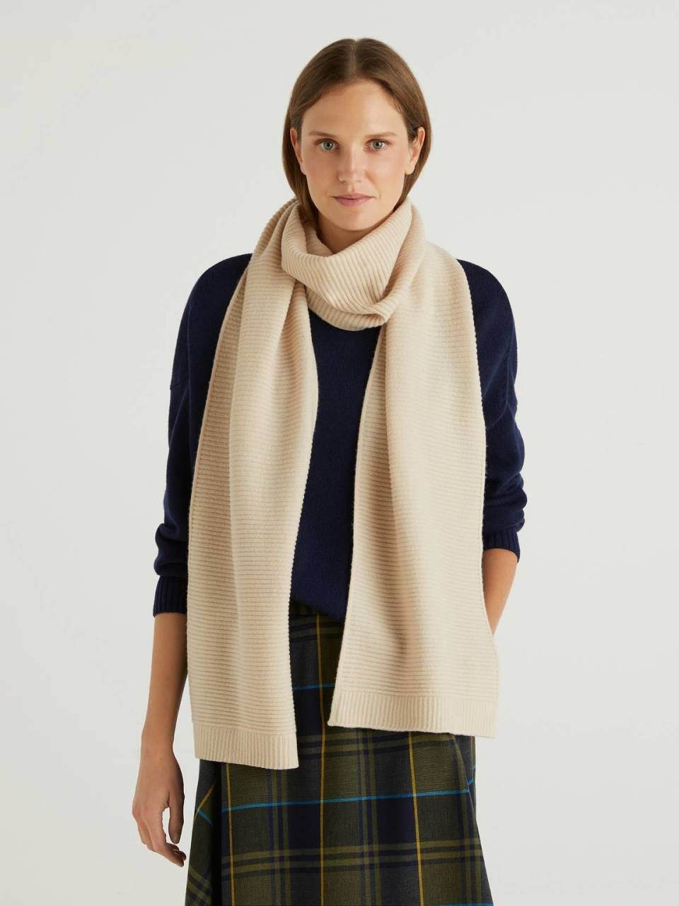 Wool blend scarf - Beige | Benetton | Benetton (EU)