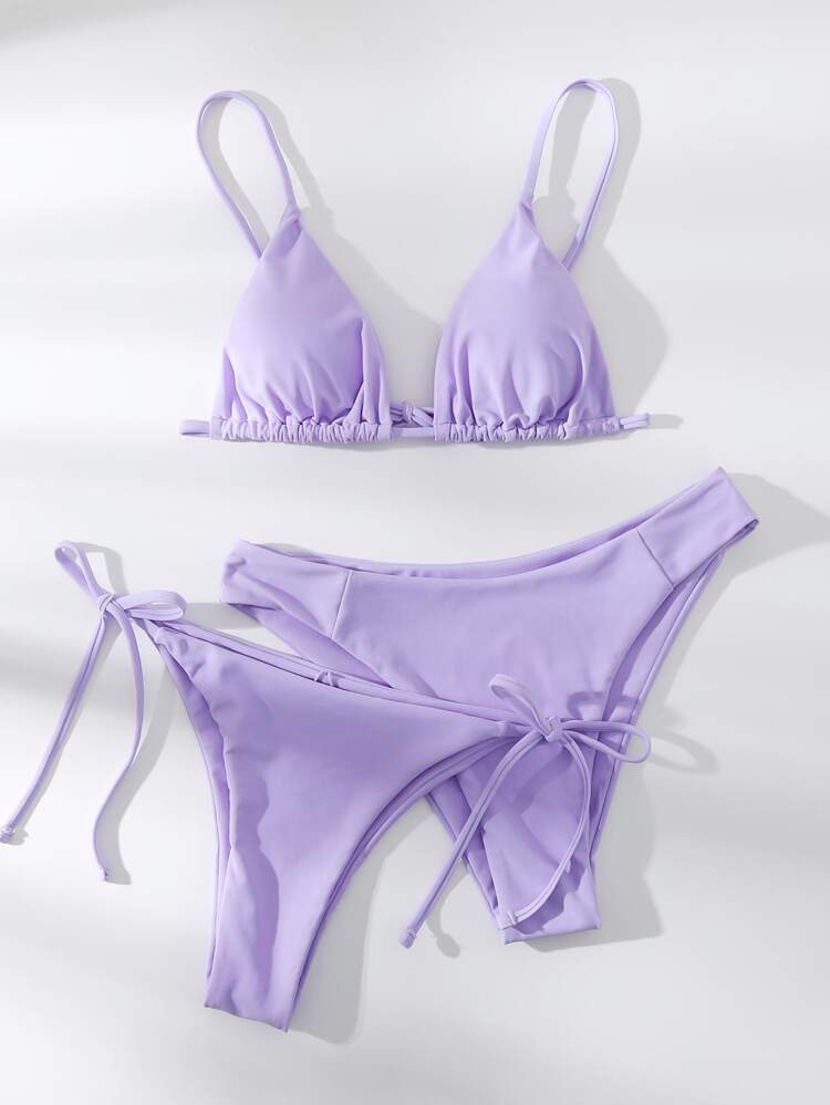 Bikini Set Triangle Bra & Tie Side Bottom & Hipster Swim Bottom 3 Piece Bathing Suit
       
    ... | SHEIN
