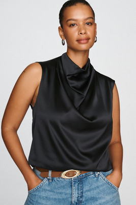 Stretch Silk Cowl-Neck Top | Anthropologie (US)