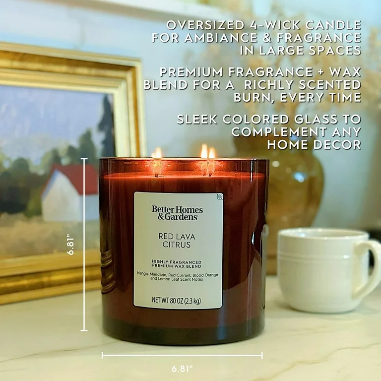 Better Homes & Gardens Red Lava Citrus Scented 4-Wick Large Oversized Jar Candle 80oz. | Walmart (US)