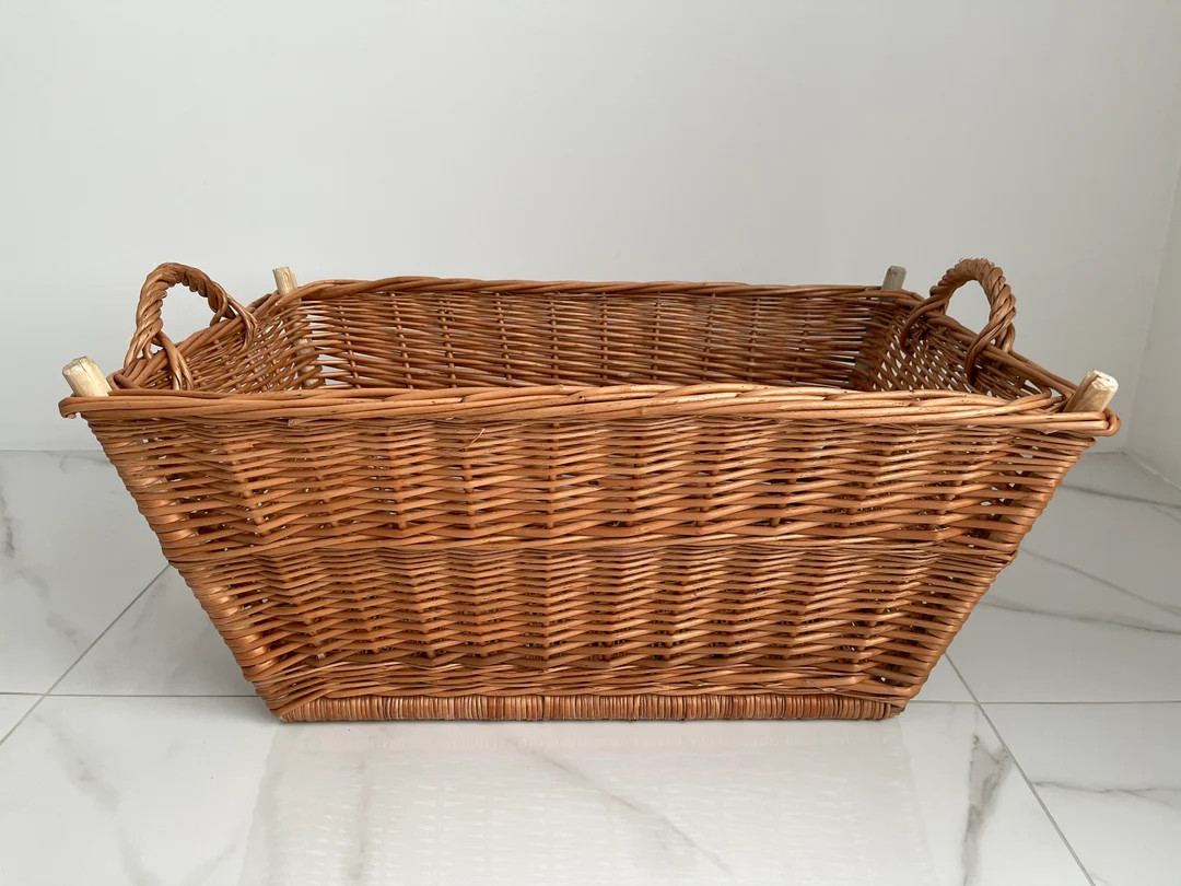 Wicker Laundry Basket Handwoven Storage Basket Laundry - Etsy | Etsy (US)