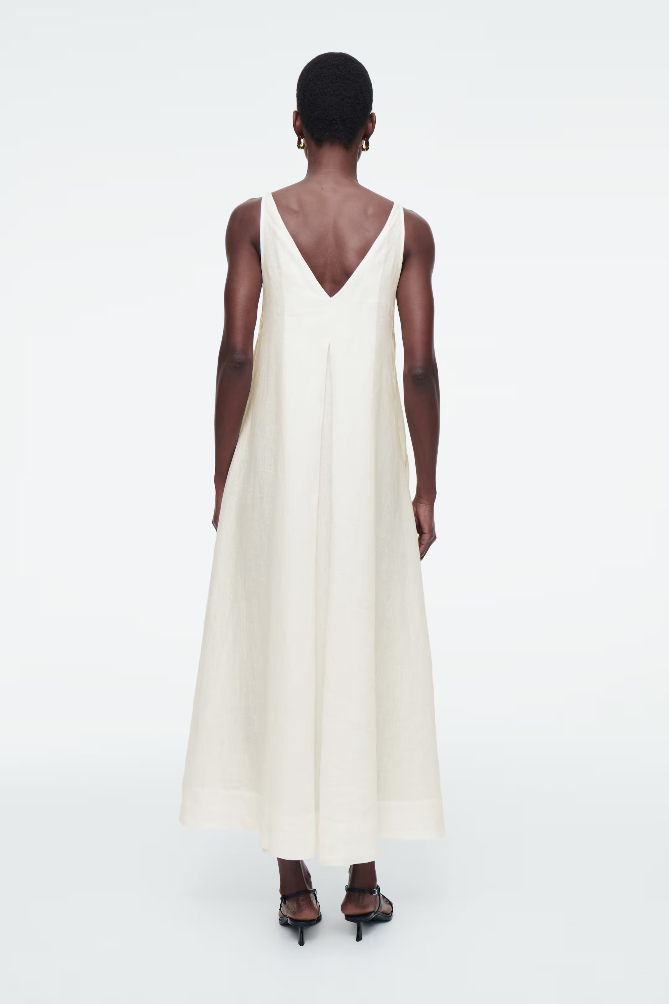 A-LINE LINEN MAXI DRESS - V-neck - Sleeveless - WHITE - Ladies | H&M GB | H&M (UK, MY, IN, SG, PH, TW, HK)