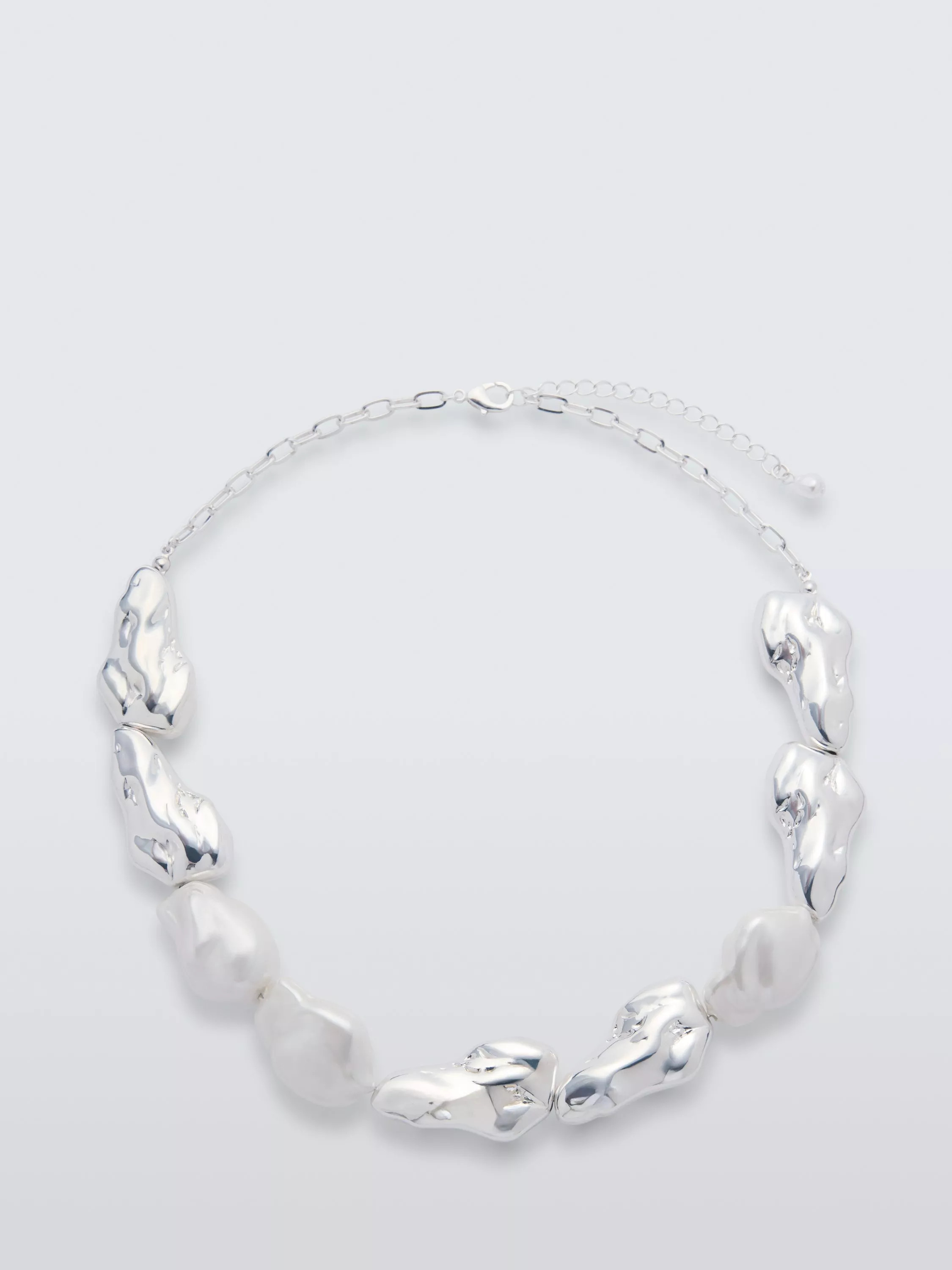 John Lewis Molten Glass Pearl Statement Necklace, Silver | John Lewis (UK)