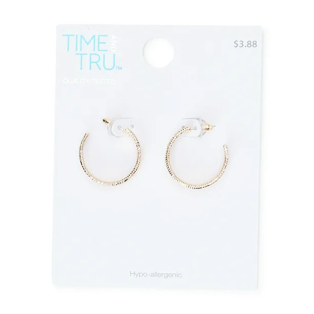 Time and Tru Textured Gold Tone Hoop Earrings | Walmart (US)