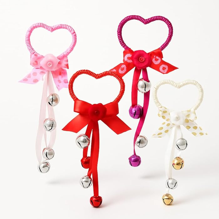 Heart Door Knob Hanger Valentines Decor with Ribbon and Bells Jute Assorted Colors 1 Count | Amazon (US)