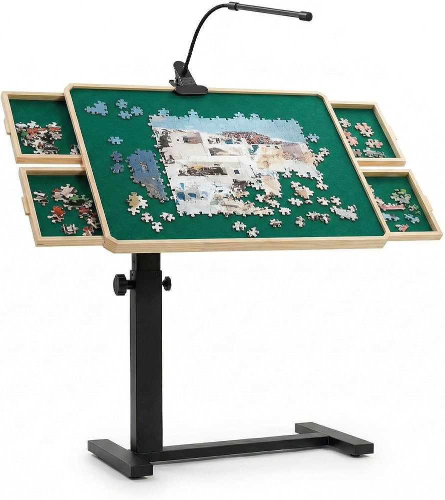 Puzzle Table with Drawers 1500 Pieces Adjustable Puzzle Tables for Adults with 4 Drawers and Cove... | Amazon (US)